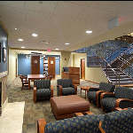 Pewaukee Library Interior Showing New Lights and Fireplaces